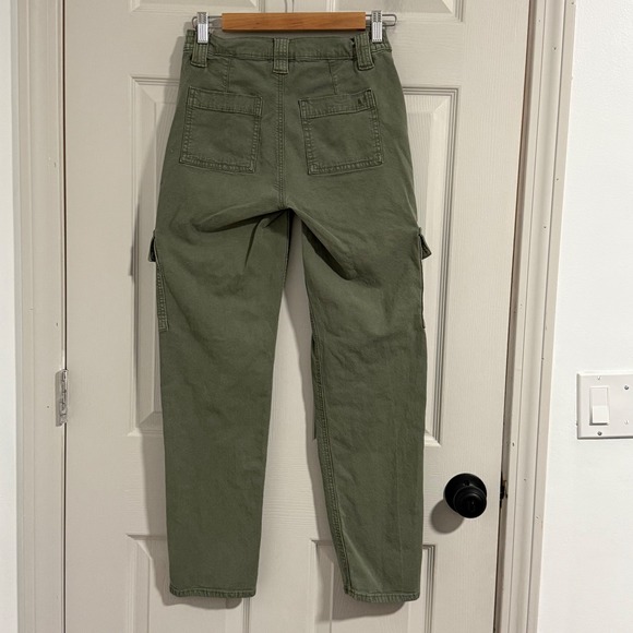 American Eagle Cargo Pants Women 0 Green Straight Leg Stretch Utility Streetwear - Picture 2 of 13